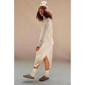 Free People Faye Sweater Midi Cotton/Linen Dress Natural XS NWT